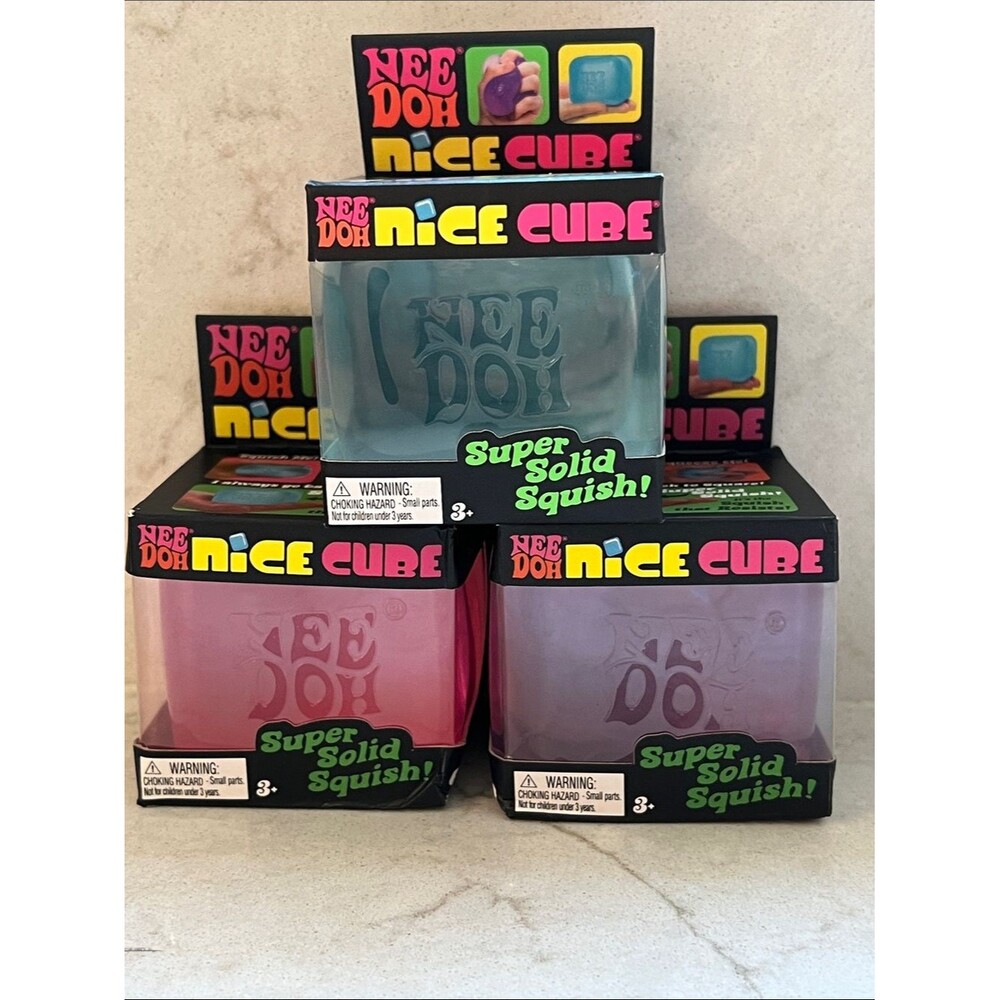 NeeDoh Nice Cube FULL (Blue Pink Purple) Rare Trio Bundle
